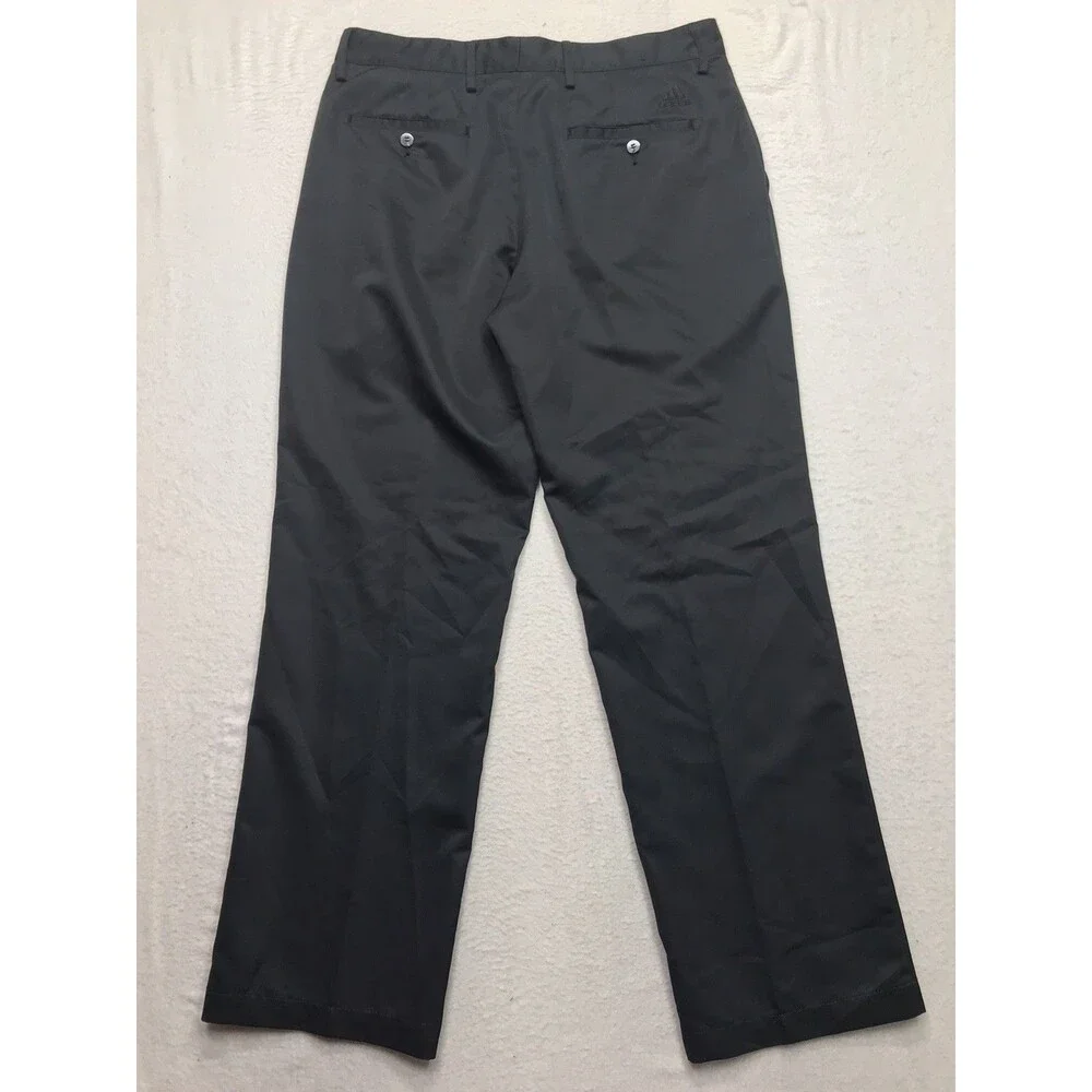 ADIDAS Golf Pants Men 32x32 Black Climalite Poly Performance Straight Leg Chino